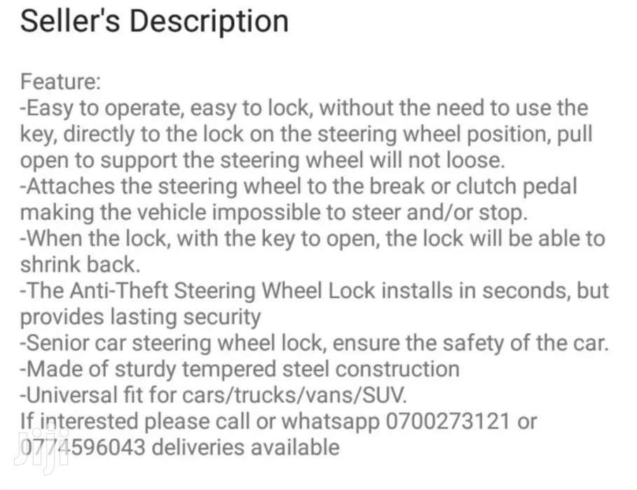 Stearing Wheel Lock