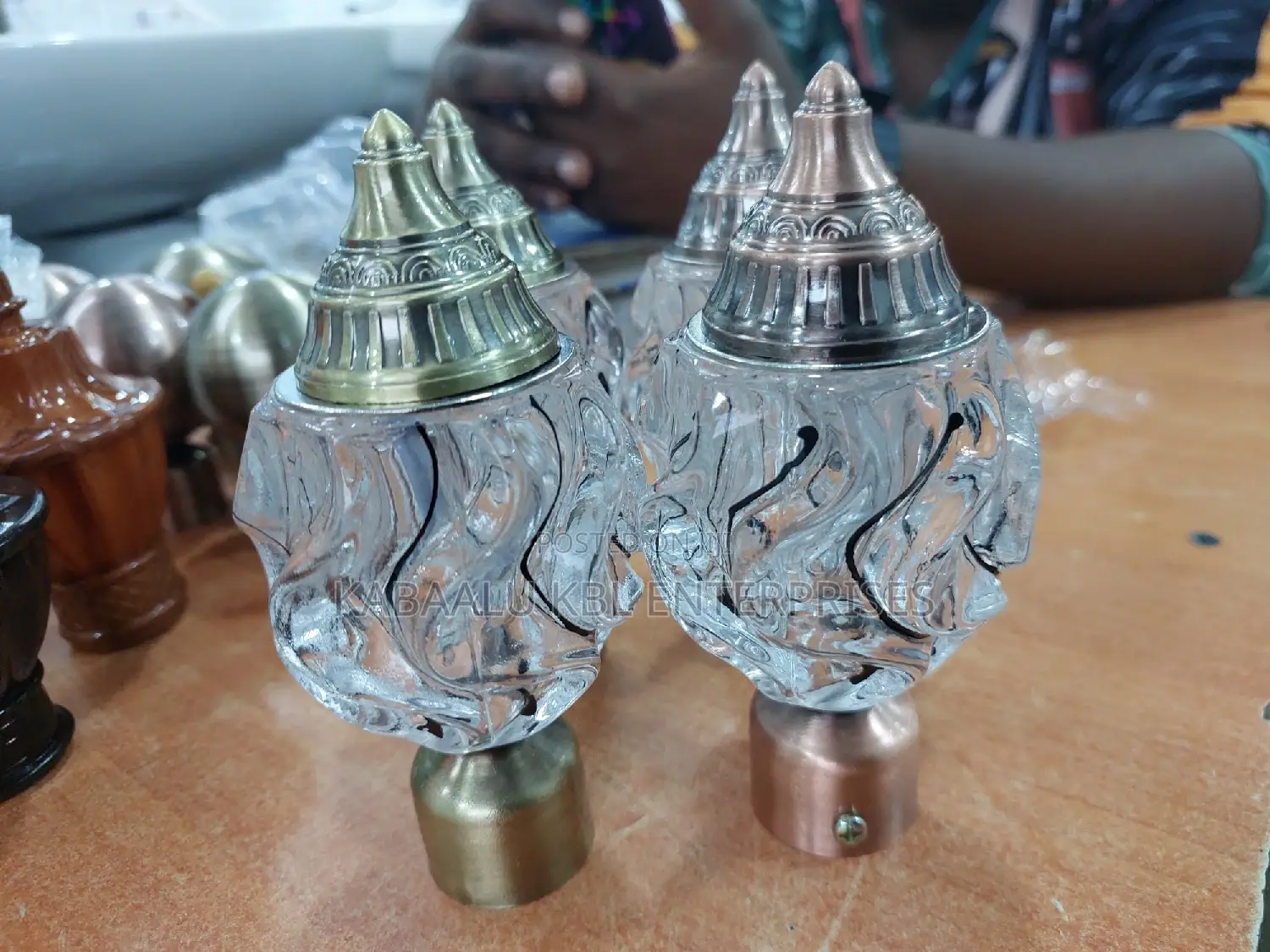 Executive Glass Endicaps for Curtain Rods( Price for a Pair)