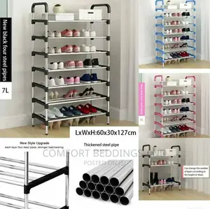 Simple Metallic Shoe Rack Six Layers