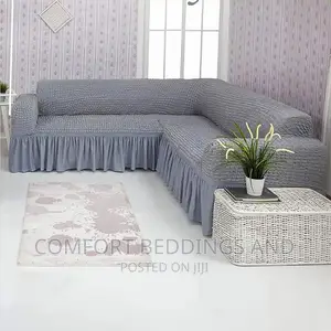 Turkish Sofa Covers Gray L-shaped 5 Seaters