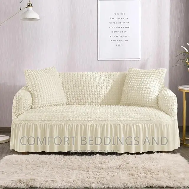 Turkish Sofa Covers 3 Seaters Cream
