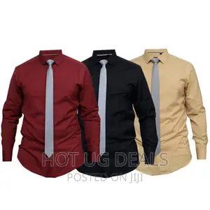 Bundle of 3 Mens Designer Shirts - Maroon,Black,Cream