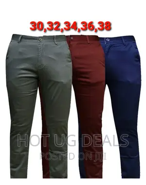 Men's Khaki Trousers - Army Green, Red, Blue