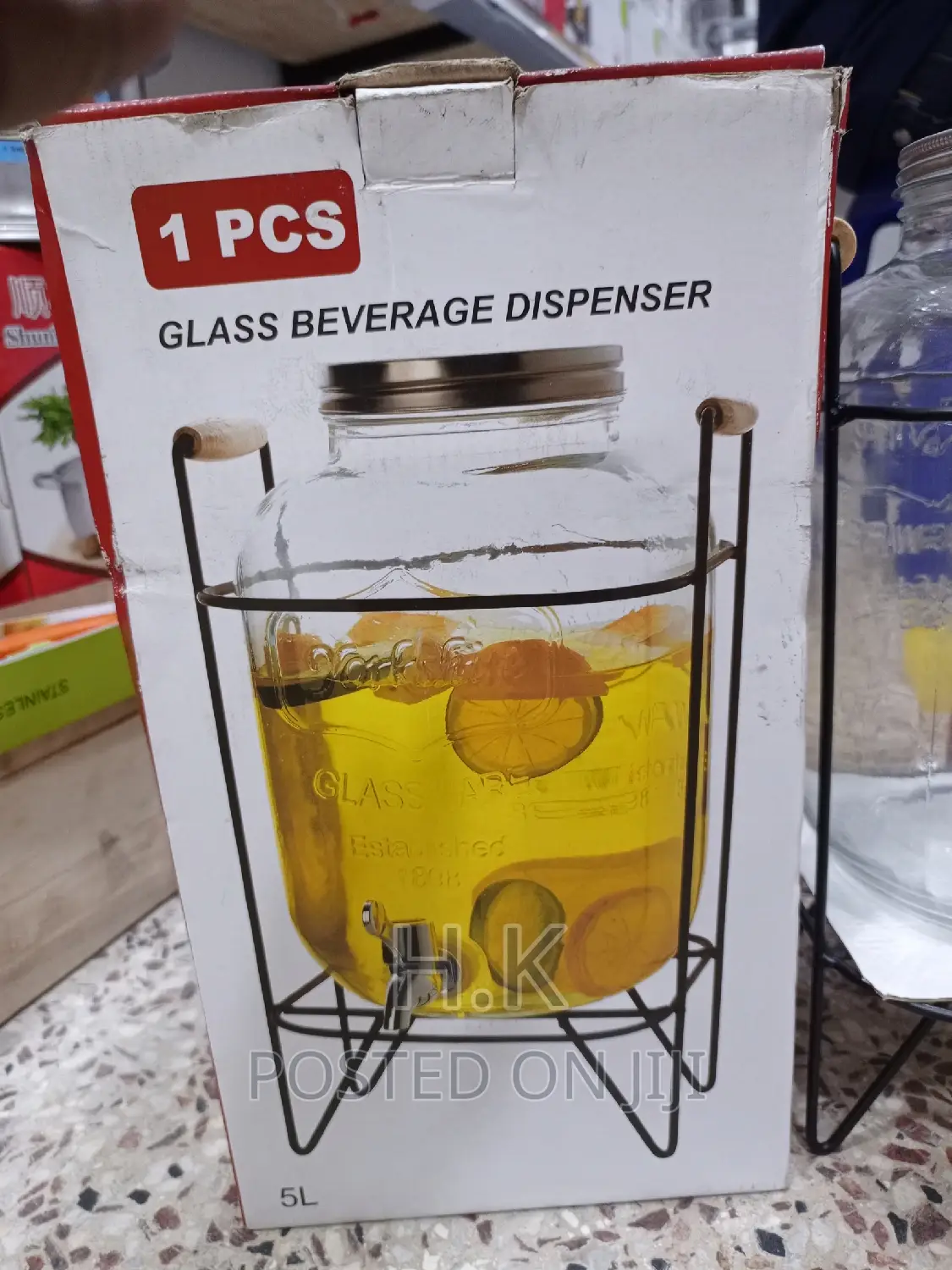 5L Glass Juice Dispenser With Stand