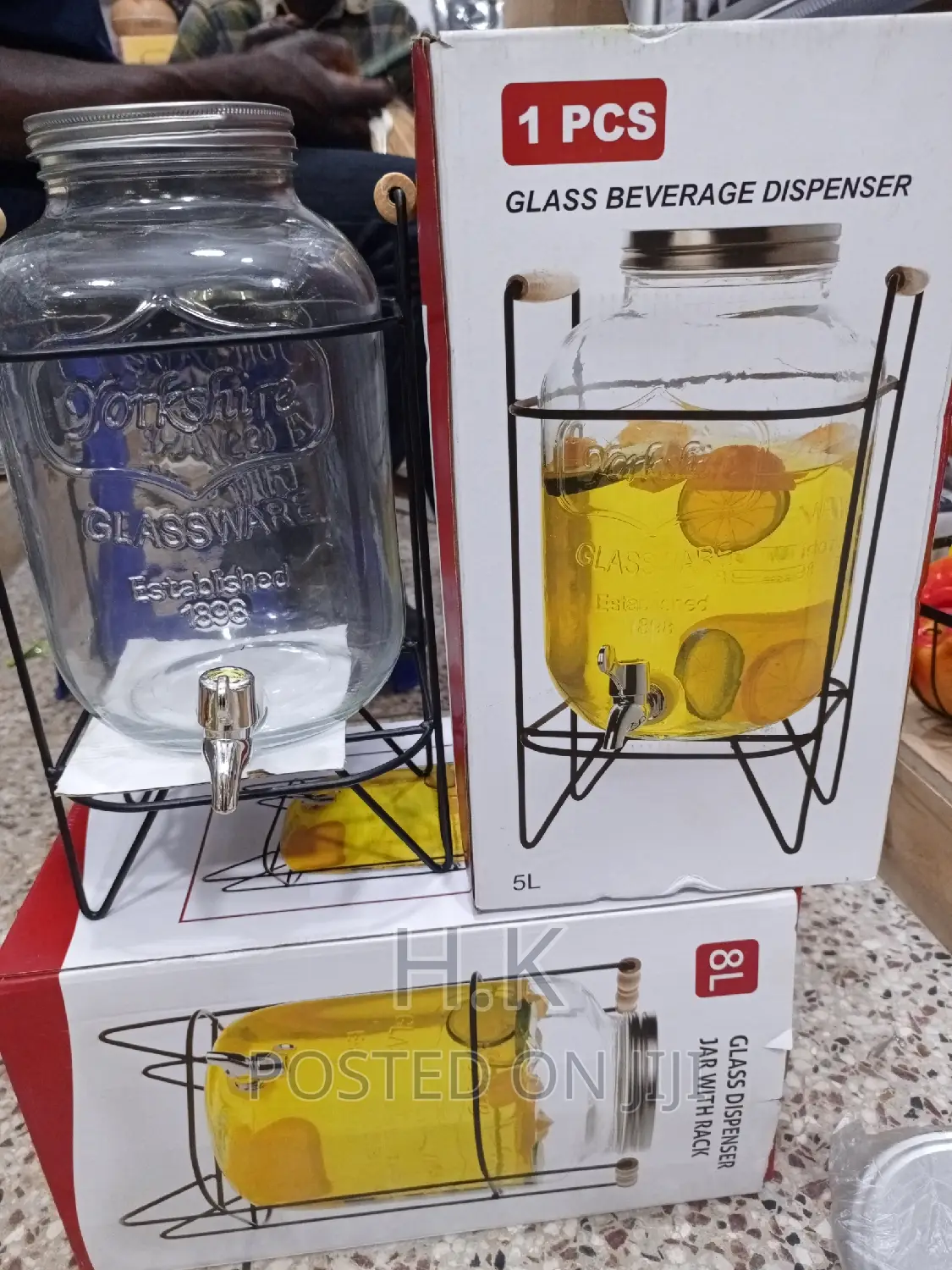 5L Glass Juice Dispenser With Stand