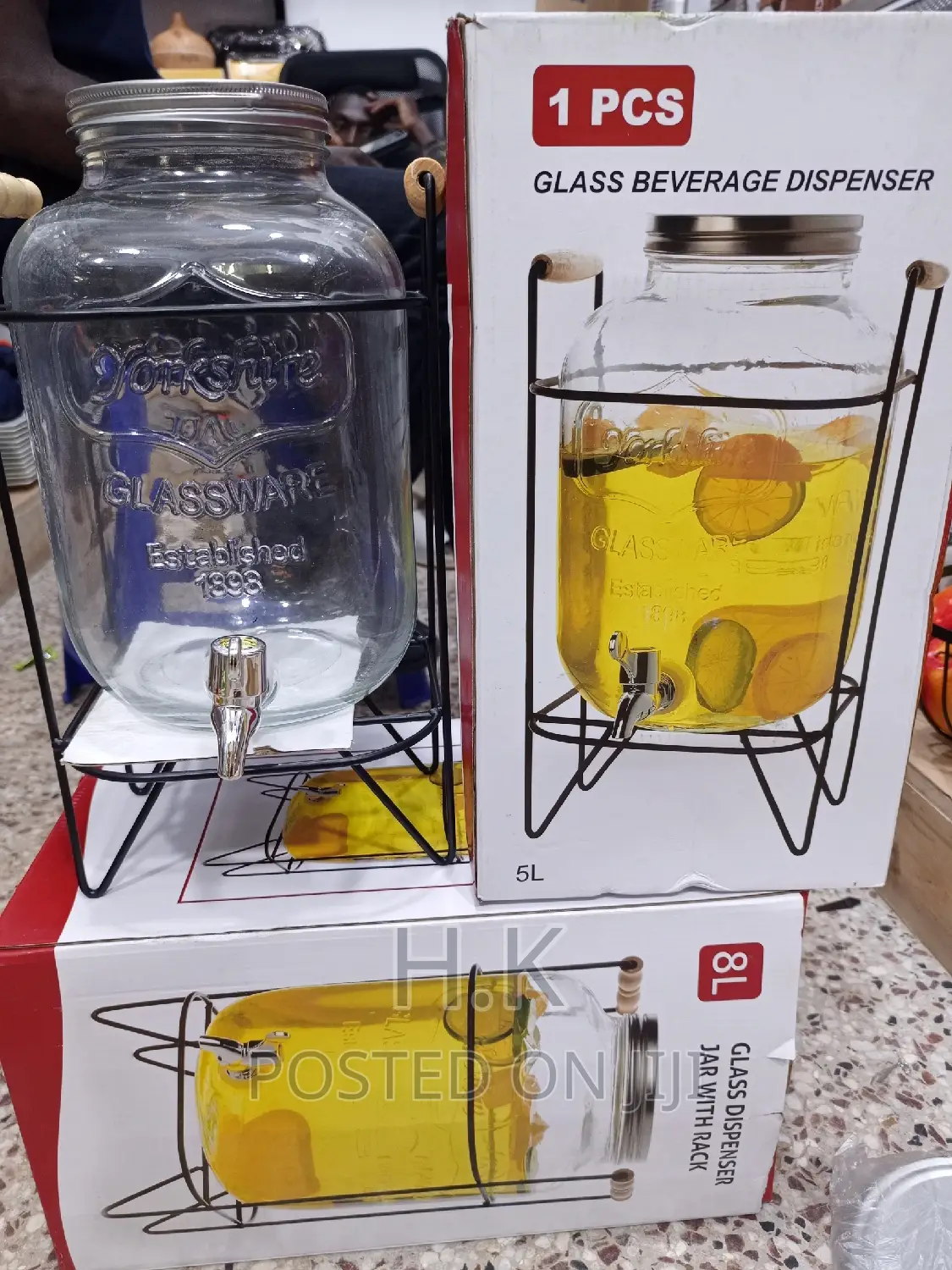 5L Glass Juice Dispenser With Stand