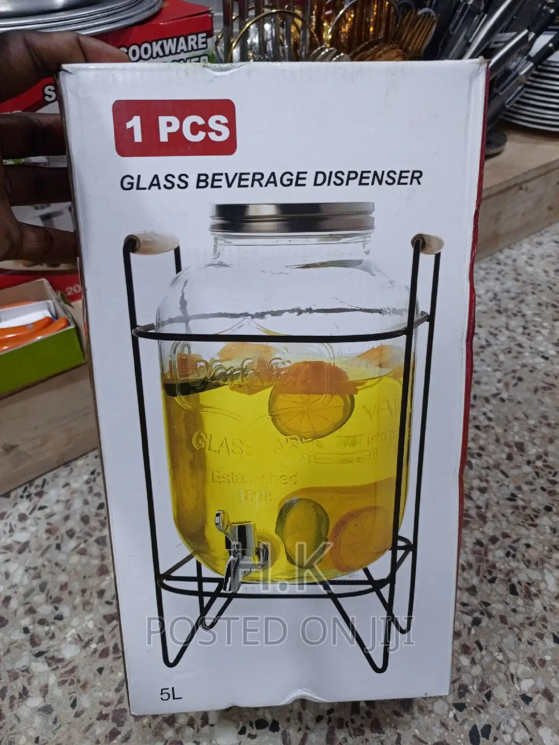 5L Glass Juice Dispenser With Stand