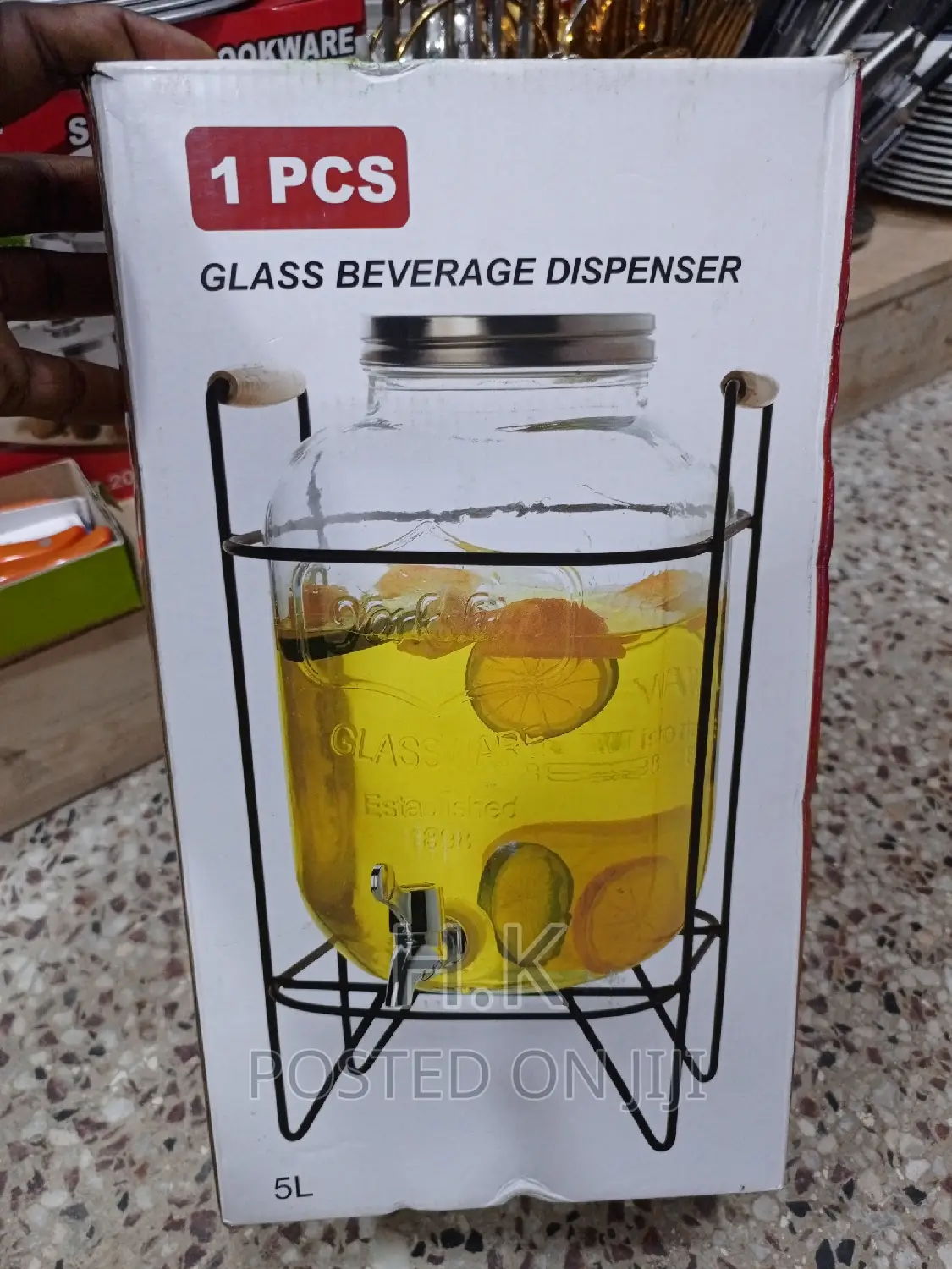 5L Glass Juice Dispenser With Stand