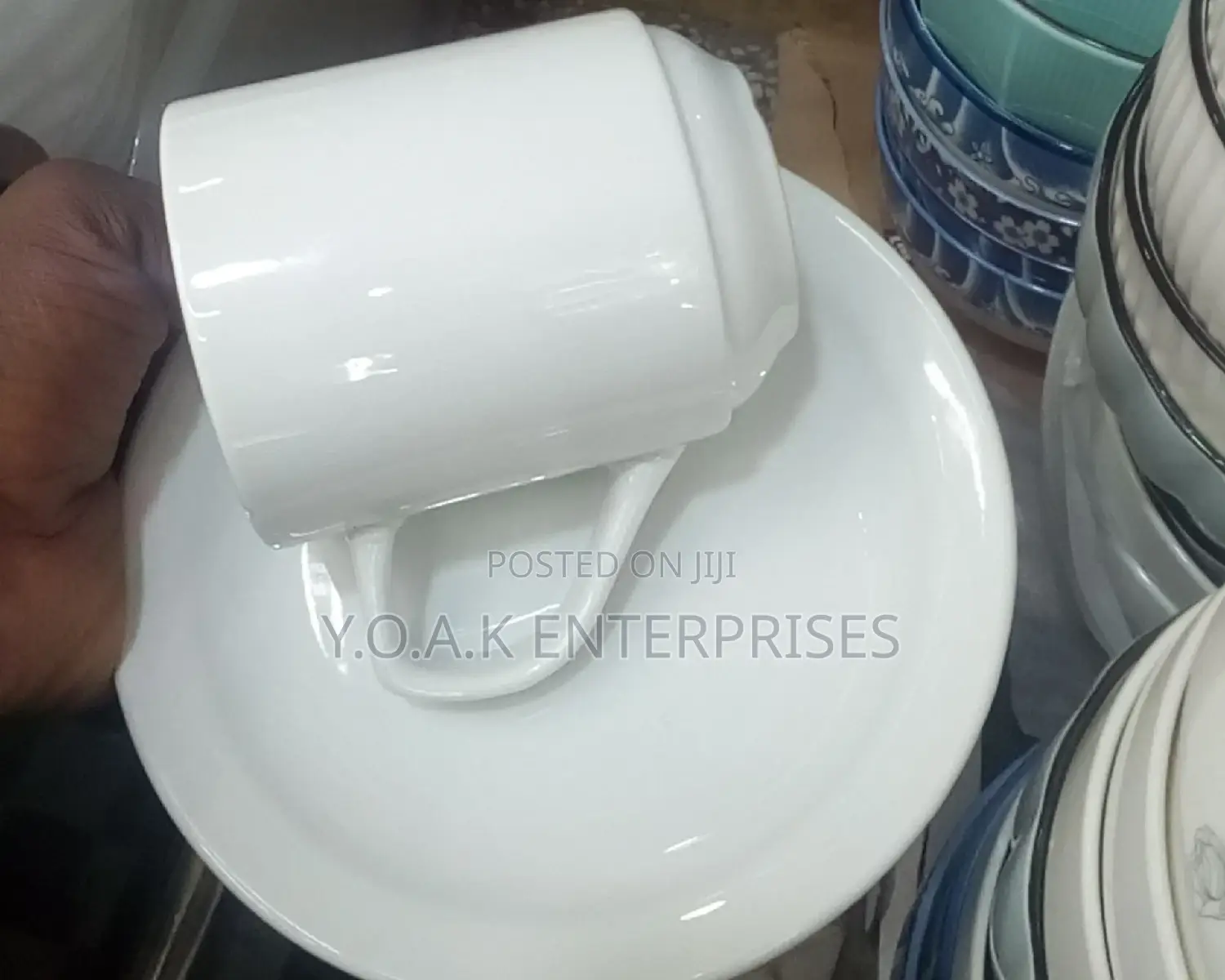 Cups and Saucers Clear White 12 PCS