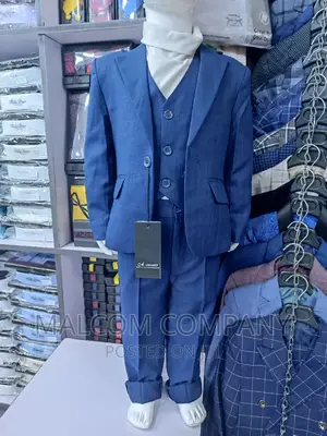 Kids/ Children's Blue and Black Suits, White Shirt, Bowtie