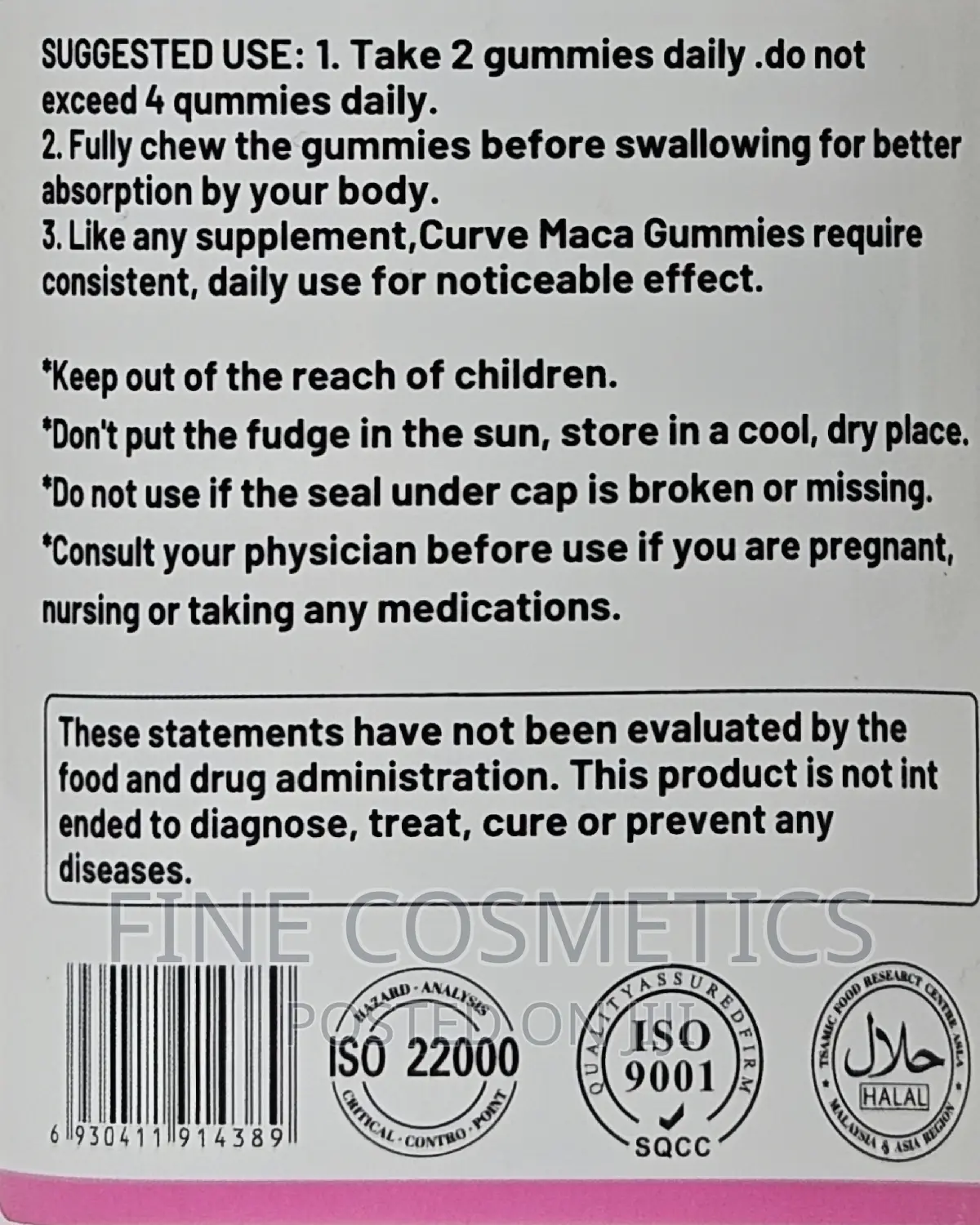 CURVE MACA GUMMIES 3000mg D Hips and Buttocks Enhancement