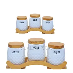 Sugar Bowl Set With Wooden Stand