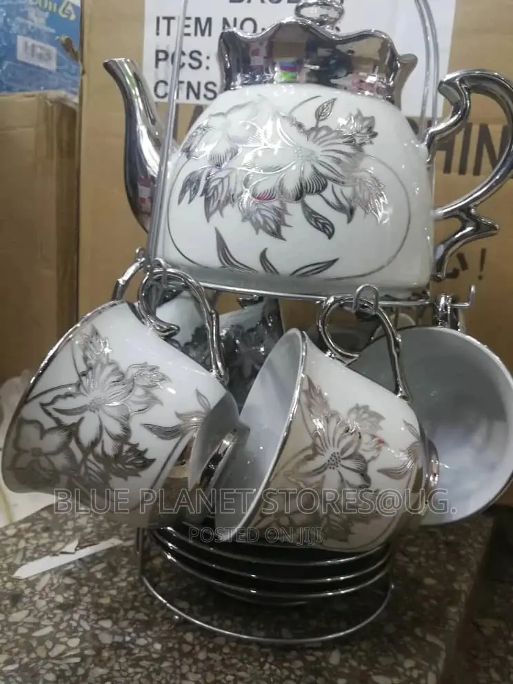 6 Coffee Tea Cups With a Kettle \\ Ceramic/Stainless Steel