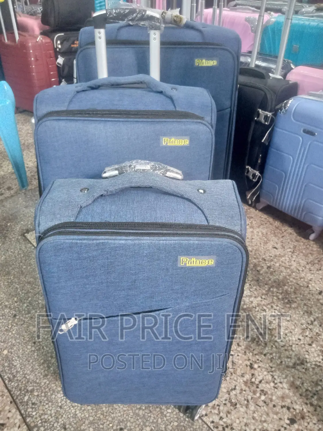 Vip Prince Cloth Suitcase. Full Set.( Blue)