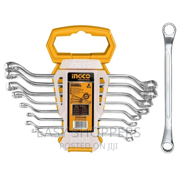 Ingco 8 Pieces Offset Ring Spanner Set 6-22mm