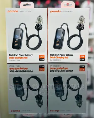 Porodo Transparent 120W Muilt Port Car Charger