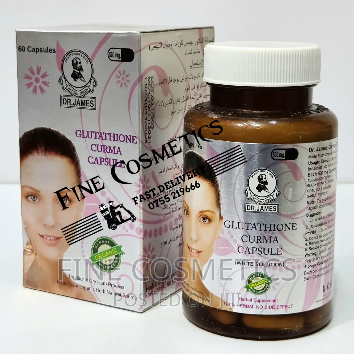 Dr James Skin Whitening Solution Glutathione Curma Capsules.