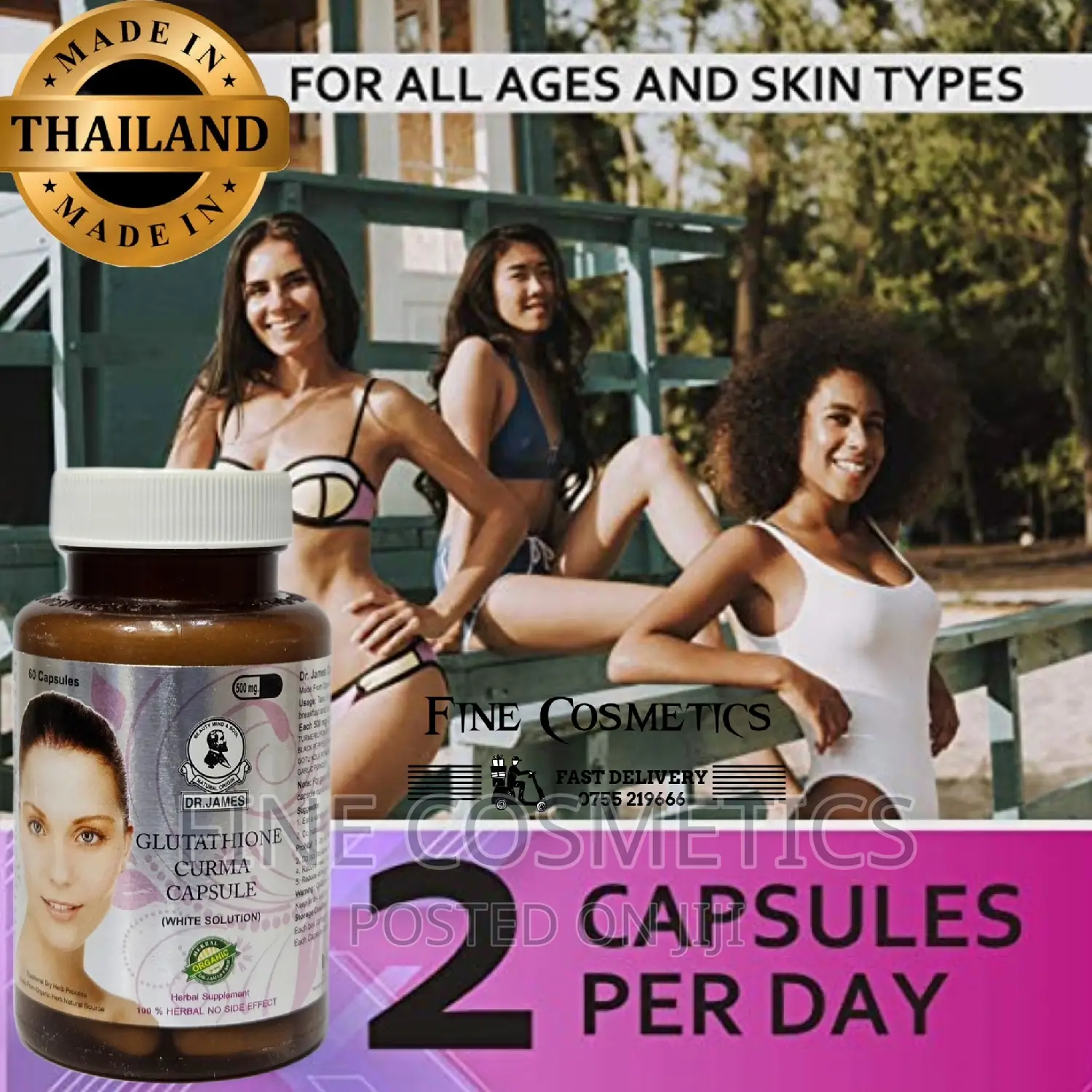 Dr James Skin Whitening Solution Glutathione Curma Capsules.