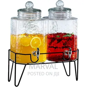 5x2ltrs Twin Hexagon Beverage Dispenser on Metal Stand