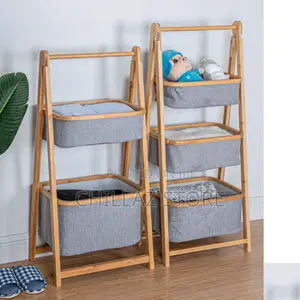 Bamboo Decorative Clothes Storage Shelves.