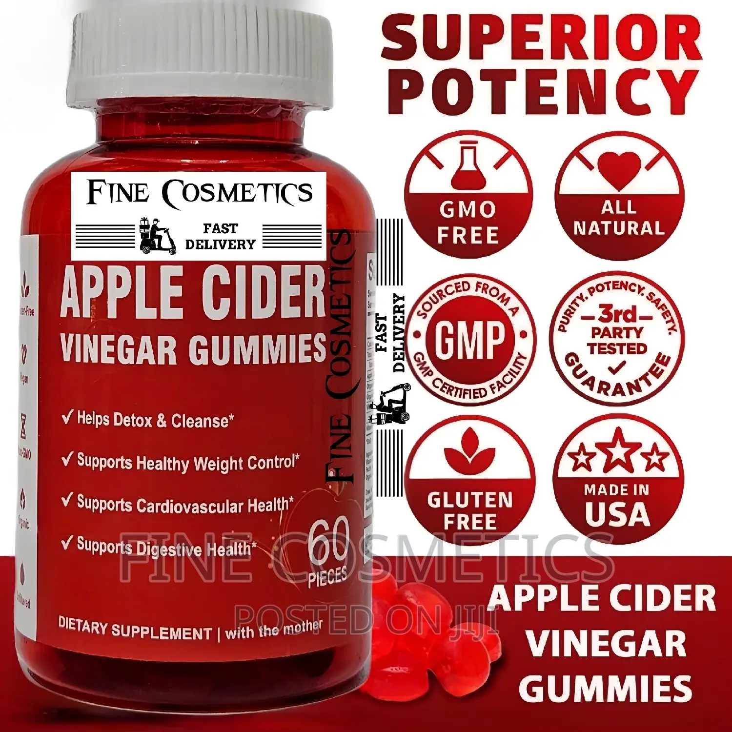 Apple Cider Vinegar Gummies for Weight Loss, Detox +Immunity