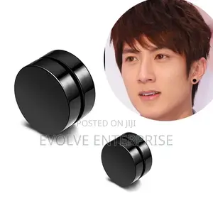Stainless Steel Strong Cube Magnet Magnetic Earrings Black E