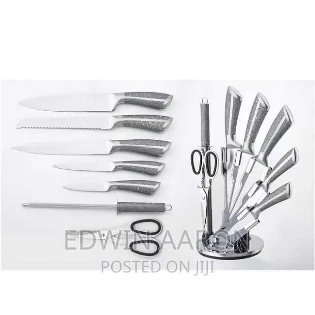 Stainless Steel Kitchen Knives Set With Rotating Stand