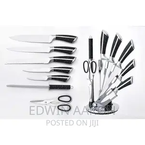Stainless Steel Kitchen Knives Set With Rotating Stand