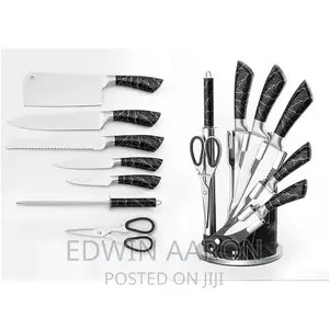 Stainless Steel Kitchen Knives Set With Rotating Stand
