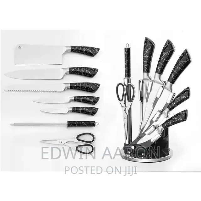 Stainless Steel Kitchen Knives Set With Rotating Stand