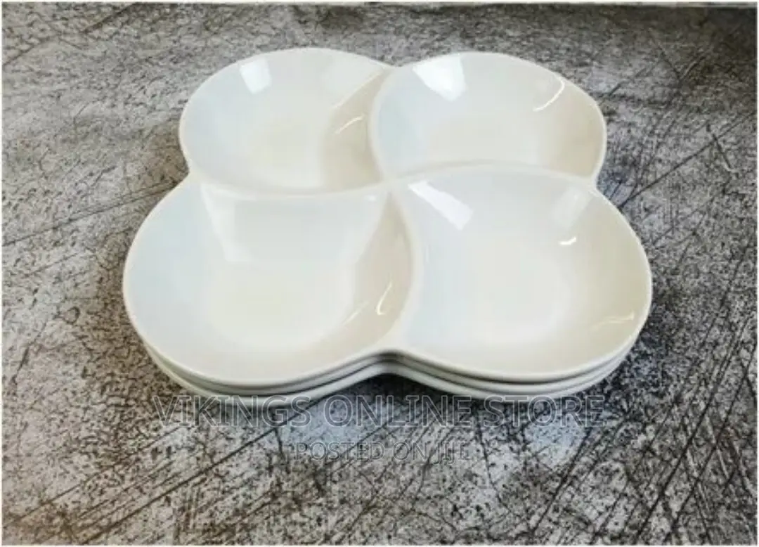 4 Portion Curved Plates 6pc – White