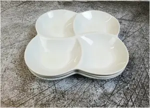 4 Portion Curved Plates 6pc – White
