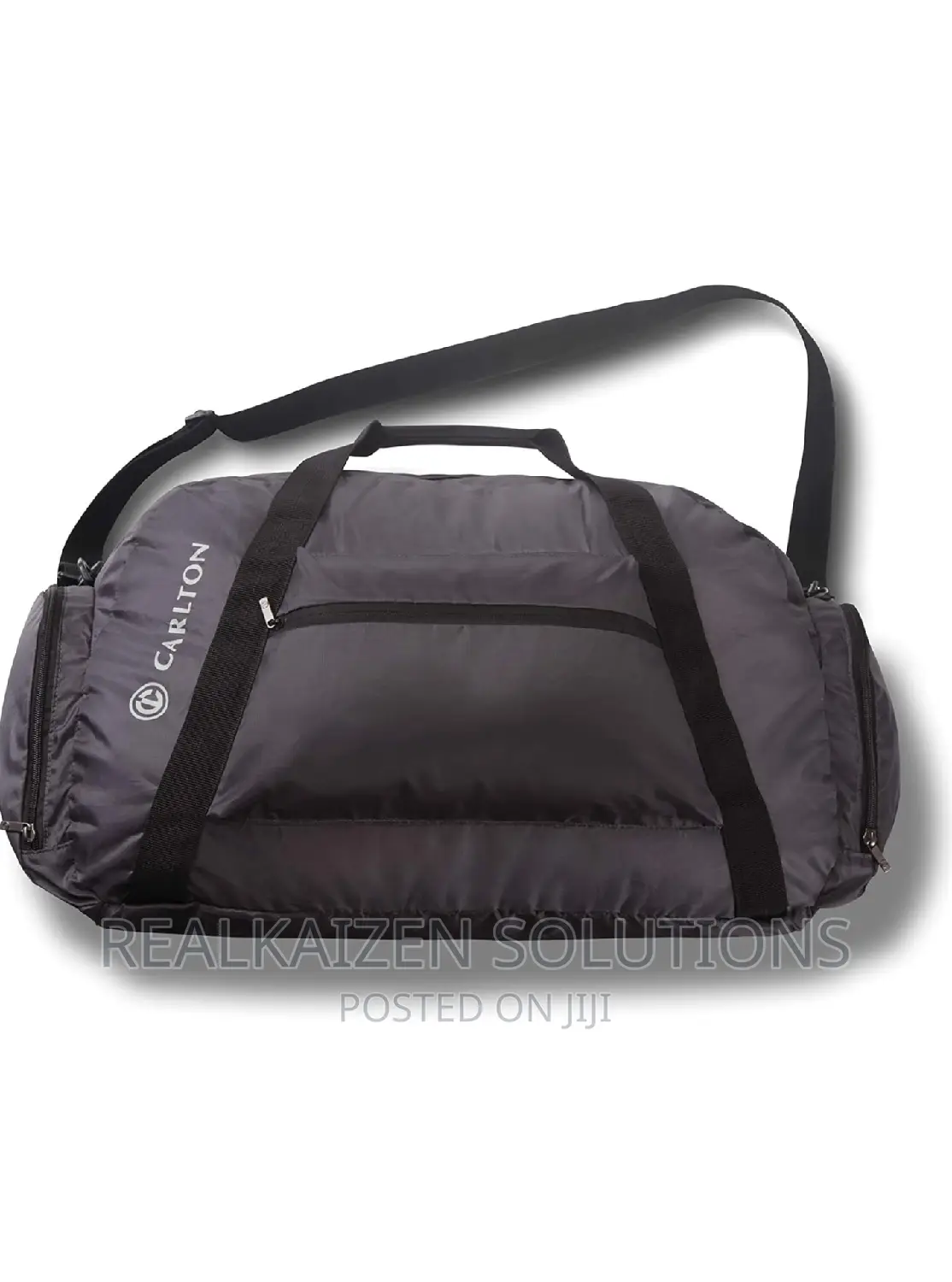 CARLTON Foldable Grey Unisex Zip Closure Travel Duffle Bag