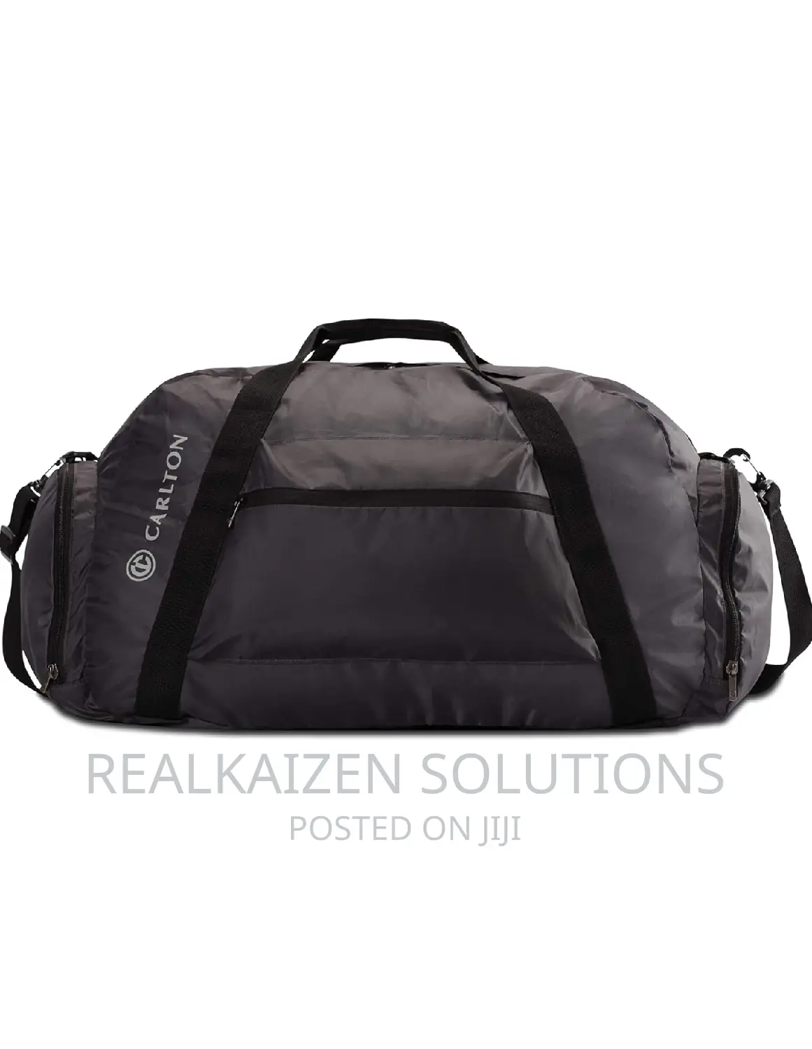 CARLTON Foldable Grey Unisex Zip Closure Travel Duffle Bag