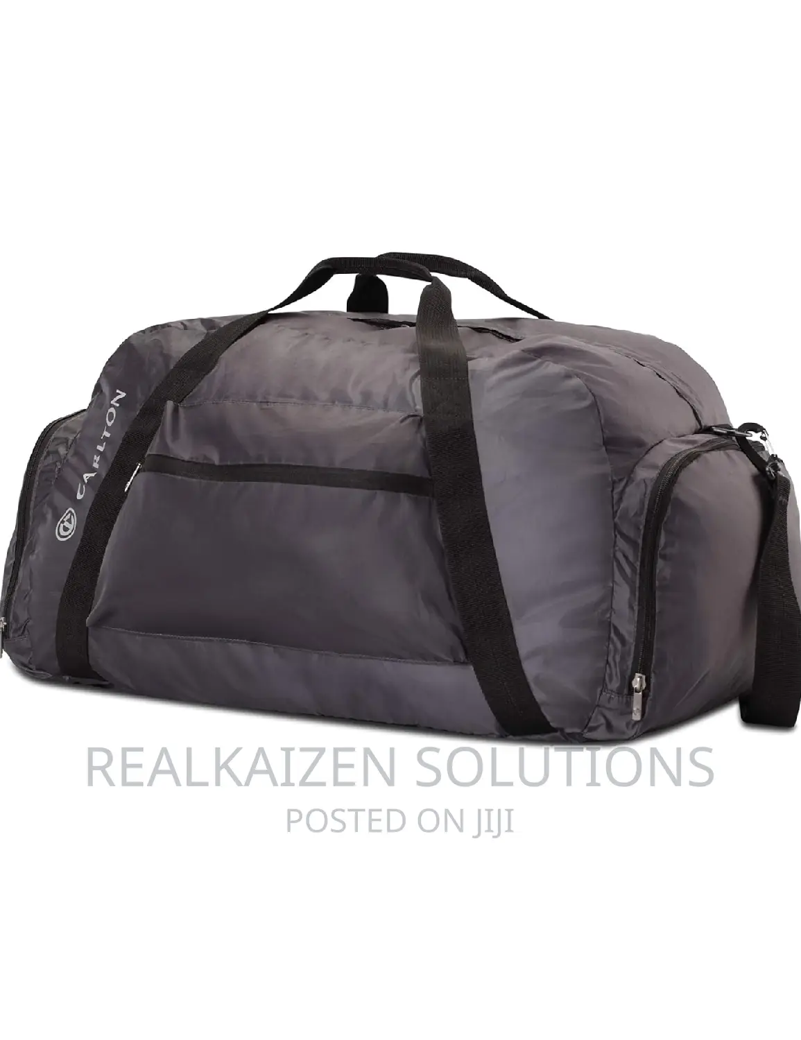 CARLTON Foldable Grey Unisex Zip Closure Travel Duffle Bag