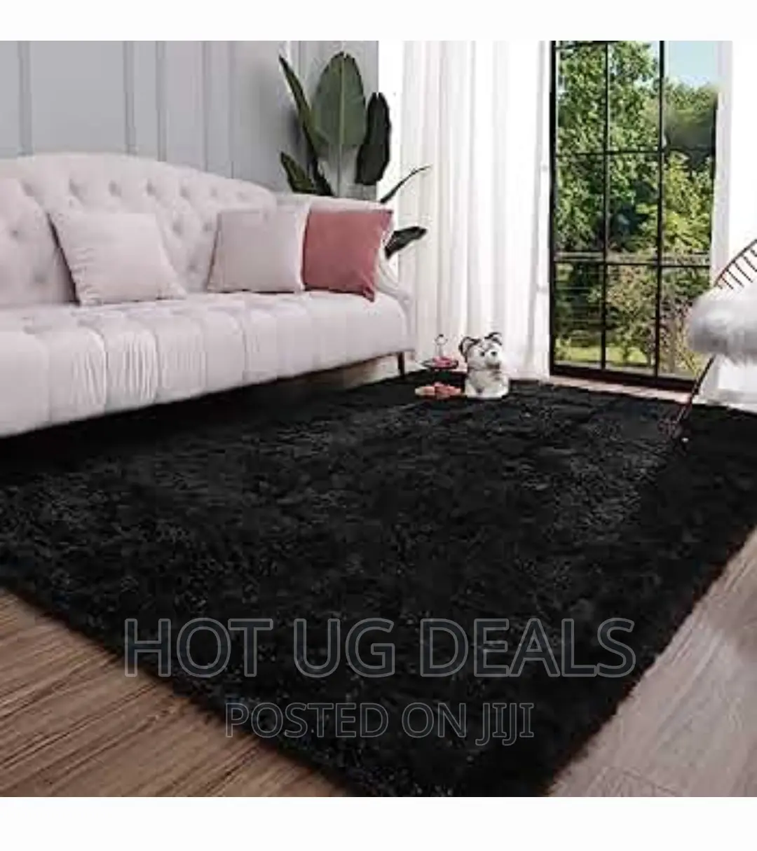 Medium Size Soft Fluffy Center Carpets 1.6x2m- Black