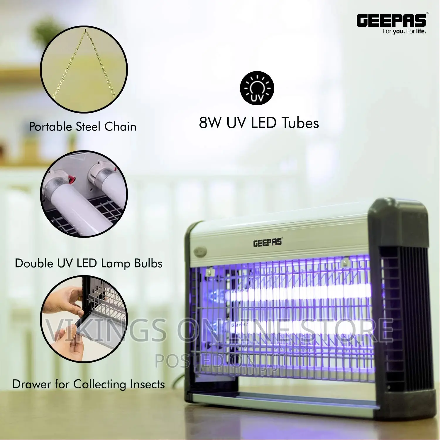 Geepas GBK1131N Fly and Insect Killer – Powerful Fly Zapper