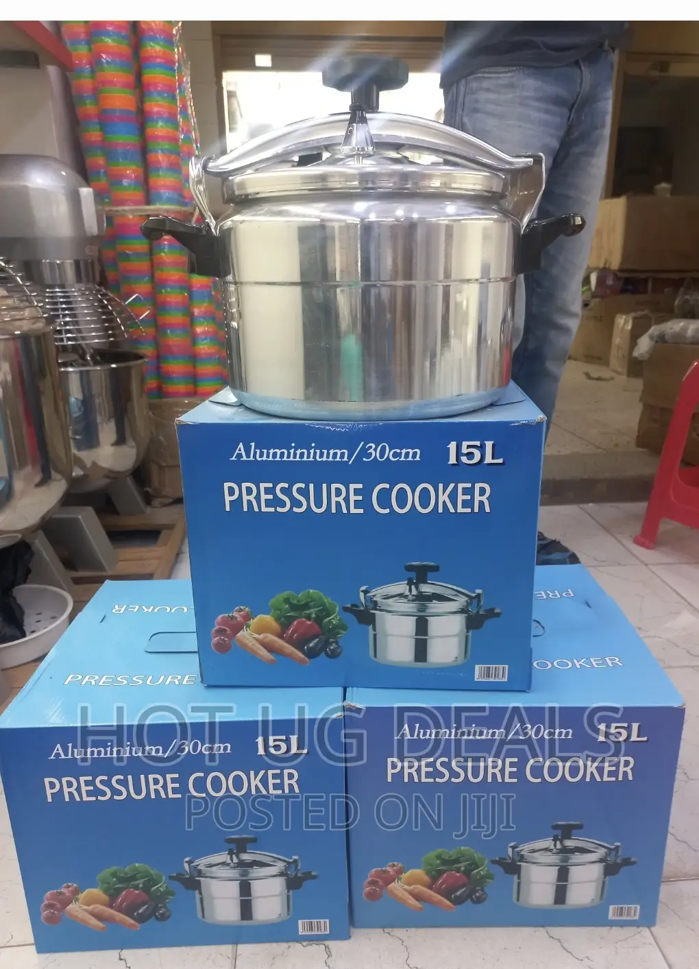 15L Aluminium Pressure Cooker-Silver