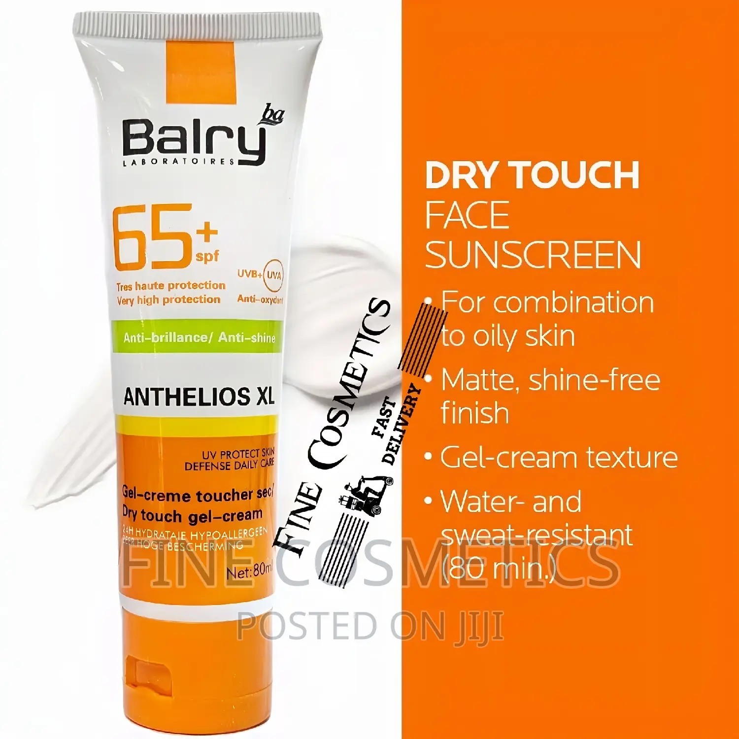 SPF65+ Anti-Shine Sunscreen 24hrs UV Protection Sunblock.