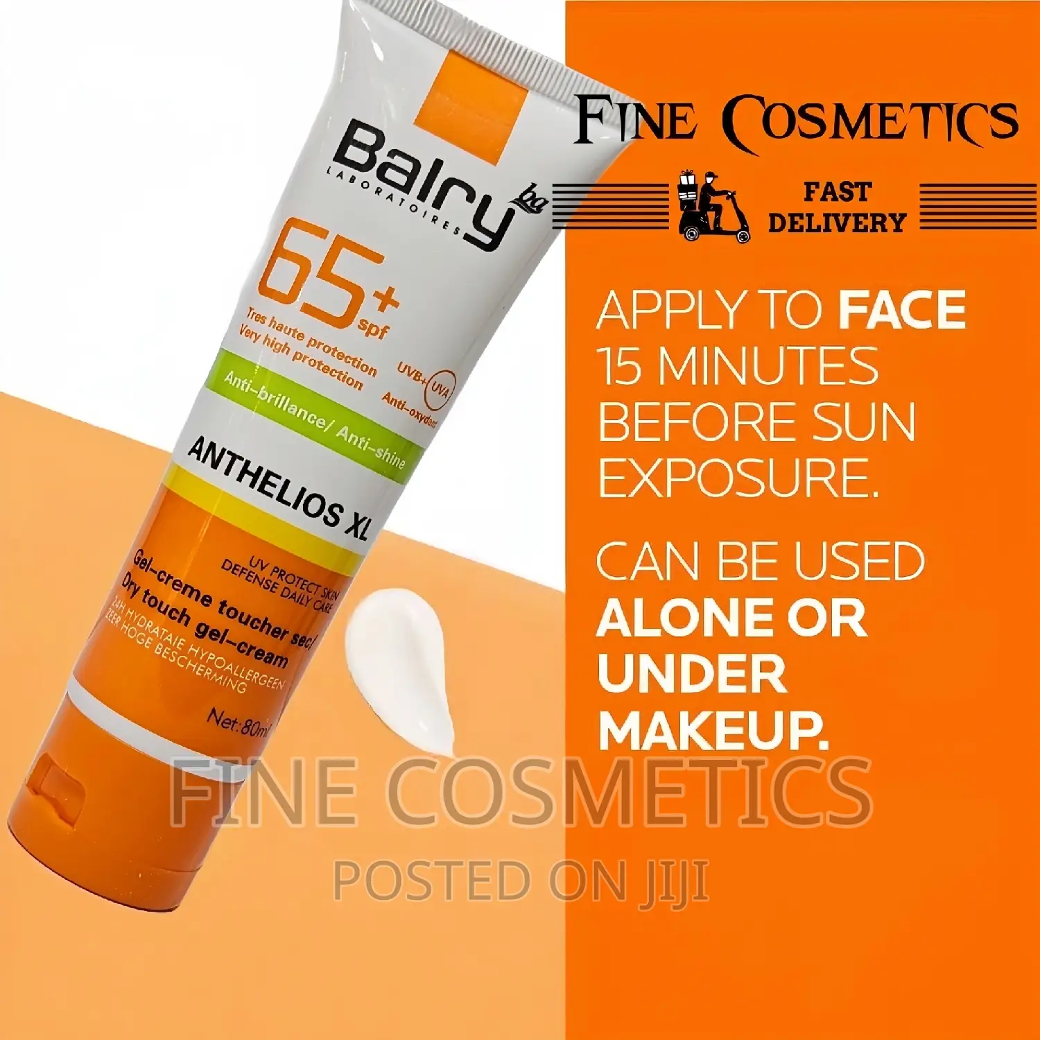 SPF65+ Anti-Shine Sunscreen 24hrs UV Protection Sunblock.