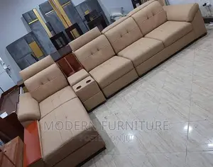 Leather L Sofa Cream Color