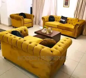 Chesterfield Yellow Sofa Set of 6 Seaters Call