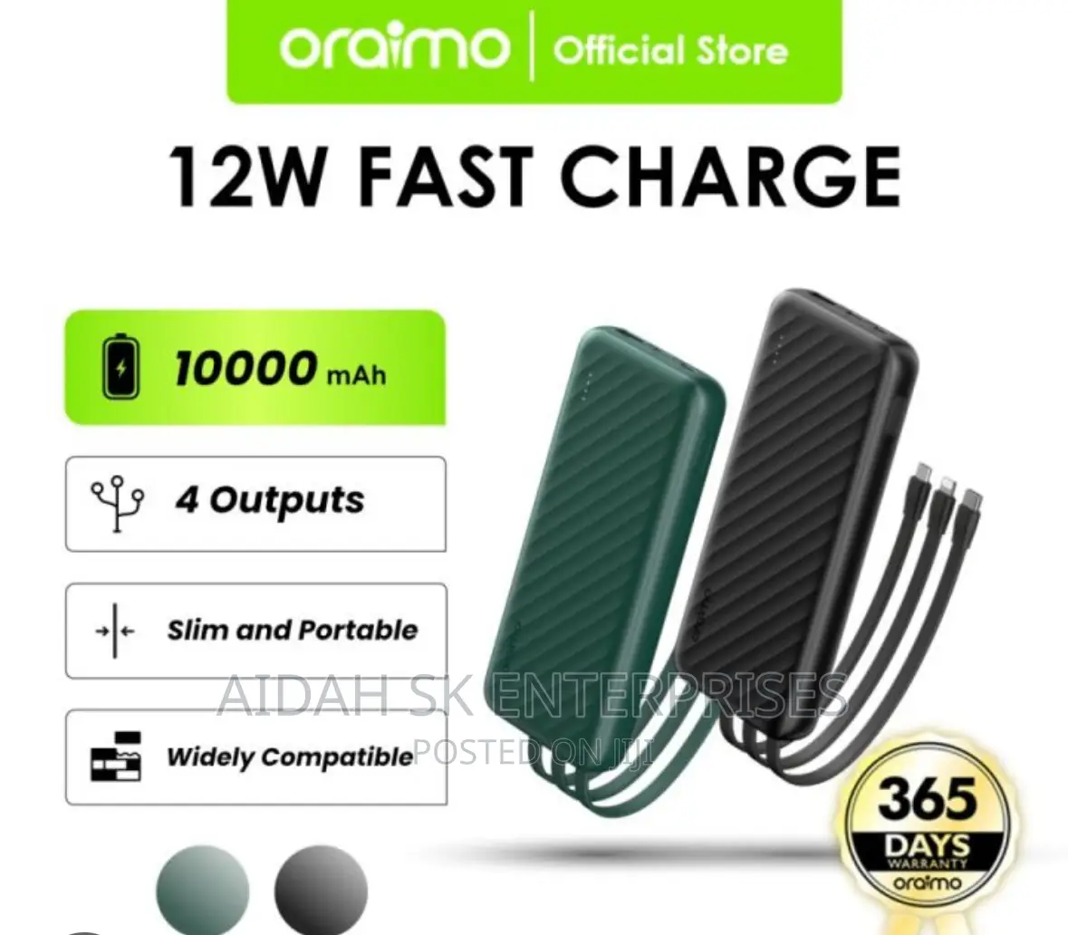 Oraimo 12W Fast Charge Power Bank