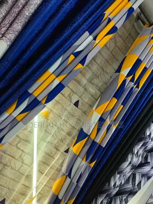 5 PIEACES FULL SET CURTAINS,Mix and Match in Blue and Yellow