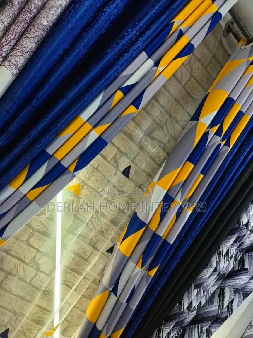 5 PIEACES FULL SET CURTAINS,Mix and Match in Blue and Yellow