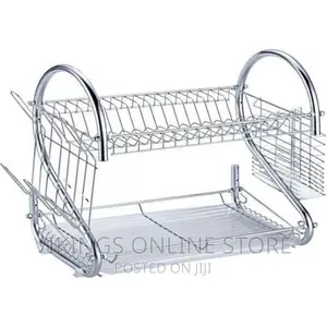 2-Layer Metallic Dish Drainer – Silver