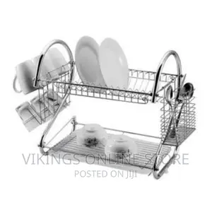2-Layer Metallic Dish Drainer – Silver