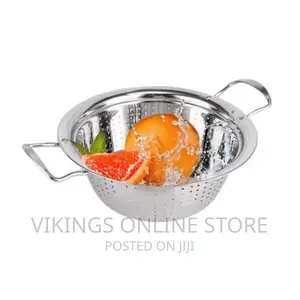 Round Stainless Steel Colander Strainer Sieve-Silver
