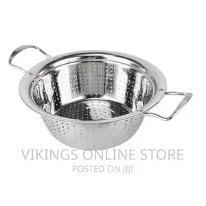 Round Stainless Steel Colander Strainer Sieve-Silver