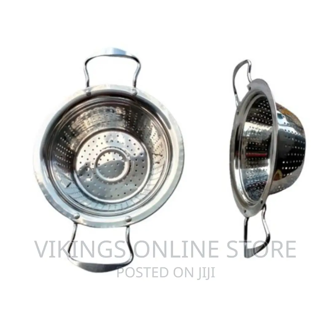 Round Stainless Steel Colander Strainer Sieve-Silver